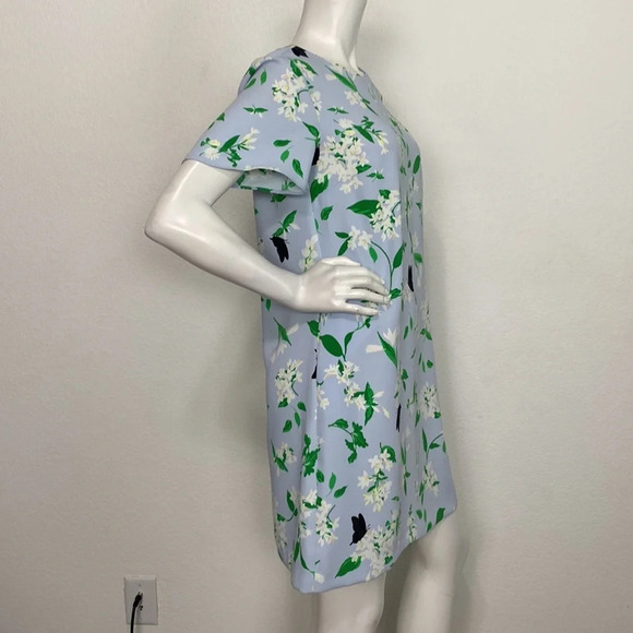 Ann Taylor Multicolor Floral Jewel Neck Flutter Sleeve Dress Size 2 - Picture 7 of 9
